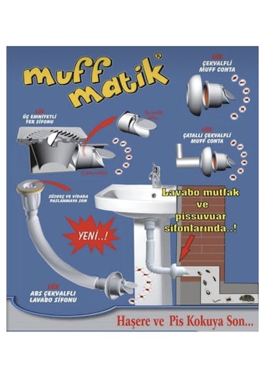 Muffmatik Koku Önleyici Lavabo Sifonu Çekvalf Eviye- Lavabo- Beyaz