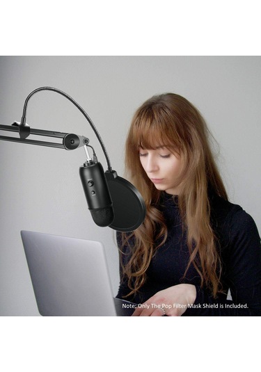 Moveevo Kablosuz Mikrofon Gürültü Engelleyici, Çift Katlı Filtreli, 360 Döner Kanca, Stüdyo Kayıt Ve Yayın İçin Siyah Koruyucu罩