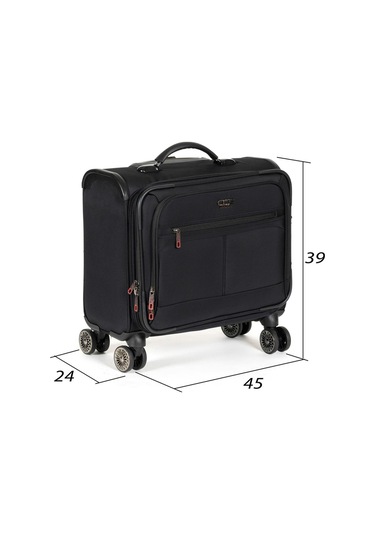 Necati Çanta Evrak Bölmeli Çok Gözlü Kumaş Çekçekli Pilot Kabin Boy Valiz Siyah-1664 Siyah