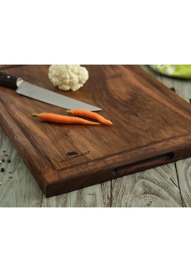 Hıcowood Şef Tipi Doğal Ceviz Kesme Sunum Tahtası – Lazerle İsim/Söz Yazılır