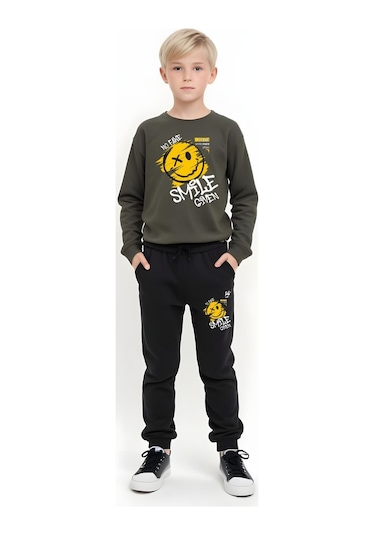 Fyk Kids 3'lü Erkek Çocuk Baskılı Yuvarlak Yaka Alt-üst Pijama Takımı Çok Renkli