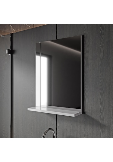 Karen Banyo Milano 50 Cm Lavabolu Banyo Dolabı,lavabo Dahil, Ayna Dahil,sonomo Meşe Beyaz