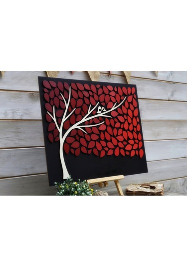 Hdrlazerdizayn Ağaç Figürlü Ahşap Düğün Hatıra Defteri Pano