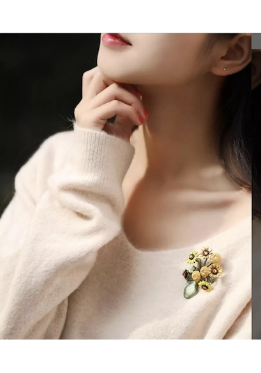 Especailly For You Van Gogh Güneşi Kadın Broş Van Gogh Güneşi İle Kadıbroş 191575013 Gri