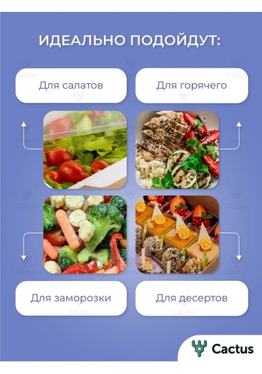 Cactus Kapaklı Tek Kullanımlık Yemek Kabı 500 Ml 391854527 100 adet