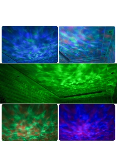 Gajeena Siyah Renkli Kumandalı Deniz Dalgaları Projeksiyon Lambası - Usb Çok Renkli Starry Night Işıklı Hoparlörlü Dinlenme Atmosferi Oluşturucu