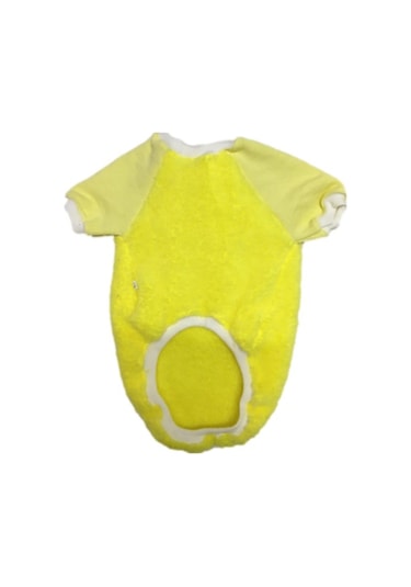 Welsoft Fosforlu Sarı Penye Kollu Kedi Köpek Kıyafeti Elbisesi