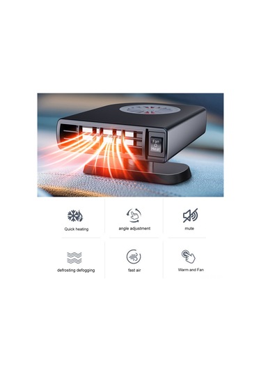 Reedark 12v/24v Araç Isıtıcı - Taşınabilir Hızlı Defrost Ve Sis Çözücü - Siyah
