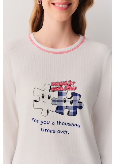 Suwen Friends Pijama Takımı Sh26234660375 Mavi Ekoseli