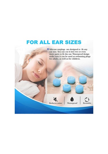 Silikon Kulak Tıkacı, Yüzme, Uyuma, Atıcılık Ve Uçaklar İçin Yeniden Kullanılabilir Su Geçirmez Gürültü Önleyici Kulak Tıkacı - 6 Çift