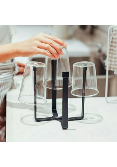 Dancemonkey Cbtx Nordic 4 Kollu Çöp Torbası Tutucu, Katlanabilir Demir Raf - Siyah Yatak Odası Çok Renkli