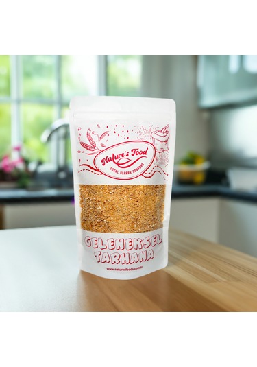 Geleneksel Tarhana 400gr Buğday Unu, Domates, Kırmızı Biber, Soğan, Yoğurt, Nohut, Çok Az Tuz.