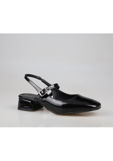 Feles 106-530 Siyah Rugan Kadın Topuklu Ayakkabı Siyah Rugan