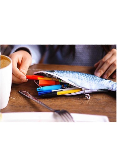 Yaratıcı Hediye Balık Şeklinde Kalem Çantası Kalem Kutusu Fermuarlı Kese Okul Kırtasiye Simülasyonu Tuzlu Balık Deniz Balığı Kalem Kutusu 2 Adet D- Whitebait Lüfer Çok Renkli