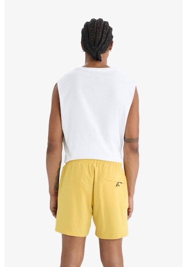 Defacto Defactofit Baskılı Esnek Dokulu Kısa Boy Sporcu Deniz Şortu C5138ax25hsyl468 Sarı