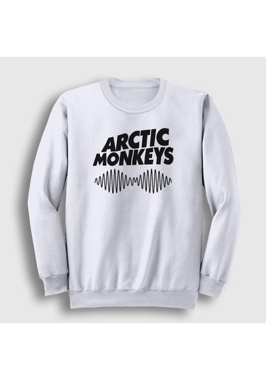Presmono Unisex Cover Arctic Monkeys Sweatshirt Beyaz