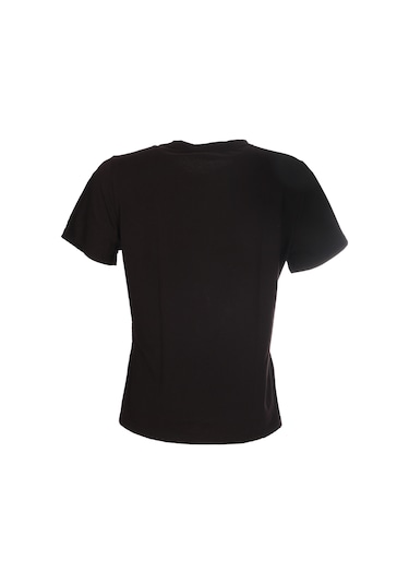 Ysatis Minimalist Oversize Kadın Bluz - Kısa Kol Yuvarlak Yaka Siyah