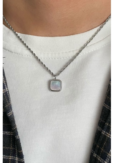 Erkek Minimal Tasarım Kolye Gümüş