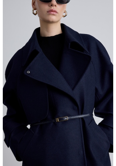 Mari Kruvaze Trenç Kaban Lacivert Lacivert