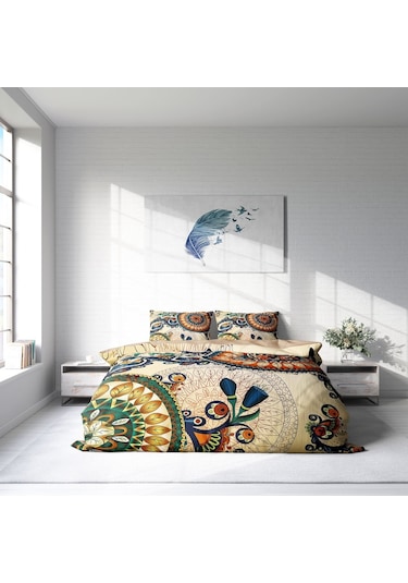 Monohome Otantik 3D Pamuk Saten Çift Kişilik Nevresim Takımı Çok Renkli
