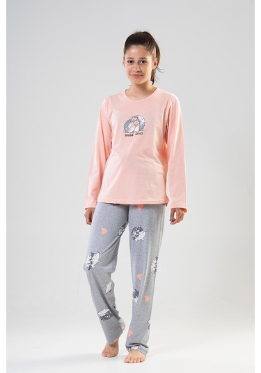 Kız Çocuk Uzun Kol Pembe Pijama Takımı C2t0n4o075 001