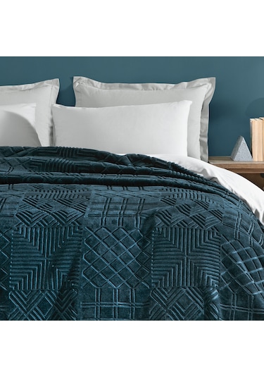Yataş Bedding Nova Emboss Çift Kişilik Battaniye Petrol Yeşili Yeşil