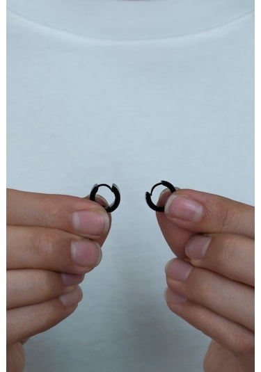 Kalın 6 MM Düz Unisex Erkek Bayan Çelik Küpe Çifti 2 Renk Mse9