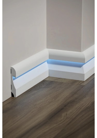 11.5 Cm Polimer Lake Beyaz Ledli Süpürgelik