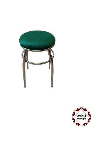 Evko Mobilya Tabure, Bar Taburesi, 2'li Tabure, Metal Ayaklı Tabure - Yeşil