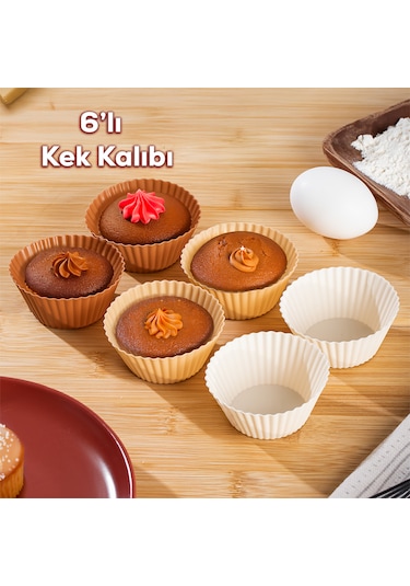 Perotti 16309 Silikon 6'lı Mini Kek Kalıbı Muffin Kek Kalıbı