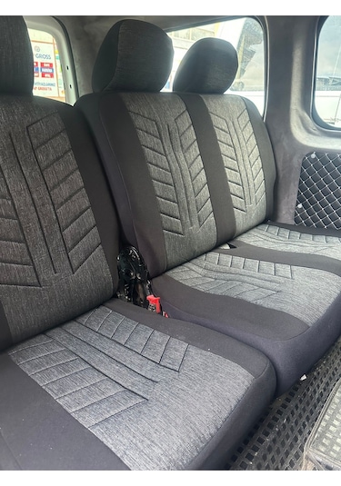 Argalı Ford Courier Araca Uygun Oto Koltuk Kılıfı Üniversal Keten Ve Suni Deri Cepli Oto Koltuk Kılıf Siyah