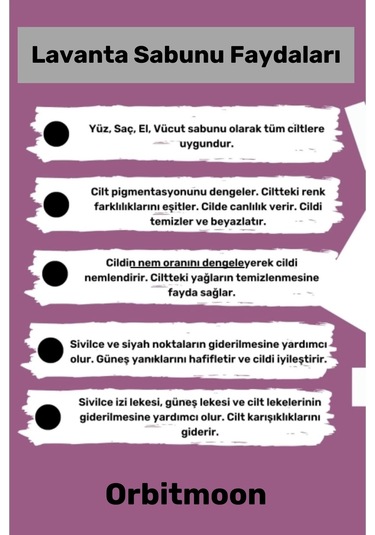 %100 Bitkisel Doğal El Yüz Saç Cilt Vücut Güzel Kokulu Orijinal Saf Lavanta Sabunu 120g - 1 Adet