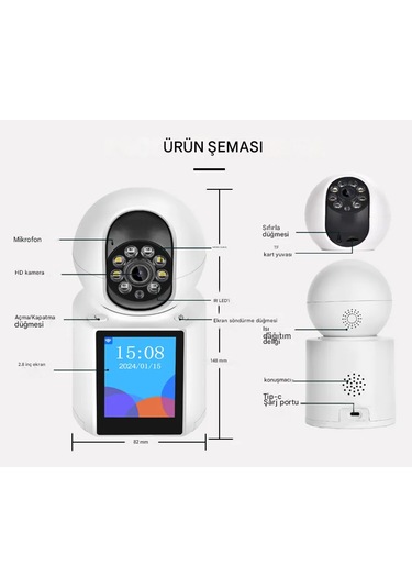 Kablosuz Bağlantı Telefonu Ev İçin 360 Bebek Monitörü Tam Renkl