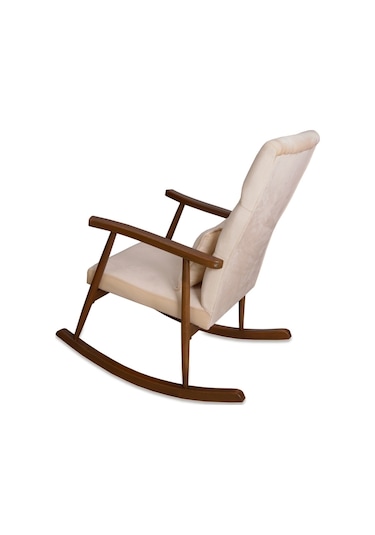 Asedia Trend Ceviz Krem Kapitoneli Sallanan Sandalye Koltuk