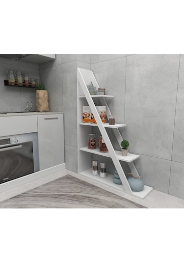 Arnetti Arven 4 Raflı Modern Kitaplık, Beyaz- Arven