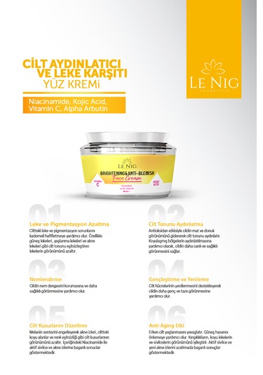 Le Nig Cilt Aydınlatıcı ve Leke Karşıtı Yüz Kremi 50 ML