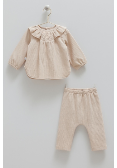 Caramell Love Feel Yaka Detaylı Alt Üst Takım Bej