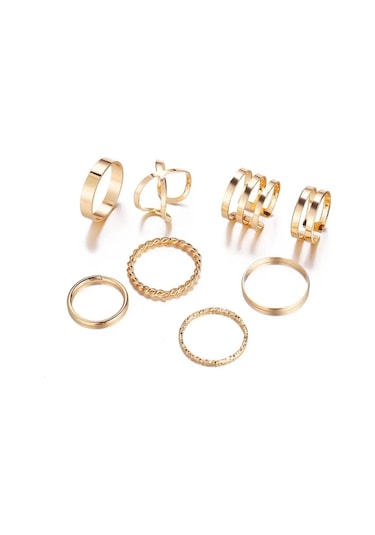 X-lady Accessories Kadın Gold 10'lu Kombin Yüzük Seti - 2897