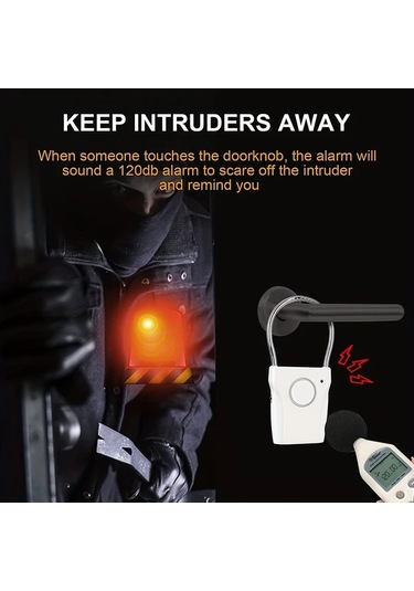 Willowhaven 1 Adet 110db Yüksek Sesli Taşınabilir Beyaz Kapı Güvenlik Alarmı, Ev Karavan Kapı Koruma