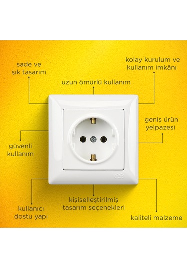 Günsan  Visage Beyaz Topraklı Priz