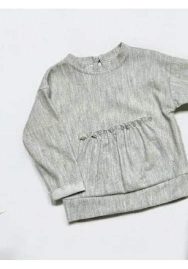 Kız Bebek Kanguru Cep Detaylı Pantolonlu Takım-14895 Gri