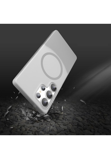 Mobilteam Galaxy Uyumlu S24 Ultra Kılıf M-safe Şarj Özellikli Mıknatıslı Duble Kapak - Gri Gri