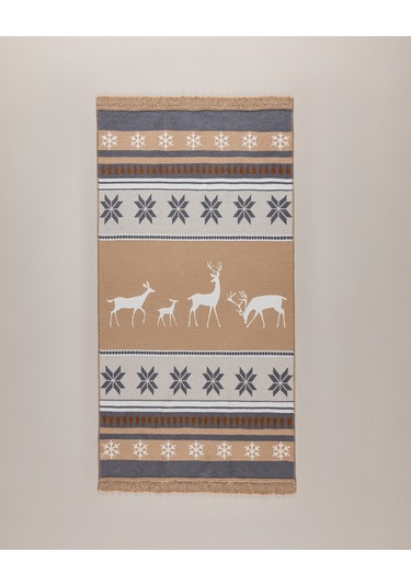 Cascade Pamuklu Saçaklı Dokuma Kilim - Beyaz/bej/antrasit - 120x180 Cm 8684427148594 Çok Renkli