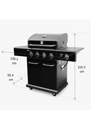 Kenmore Gazlı Barbekü 4 Ocaklı Siyah Siyah