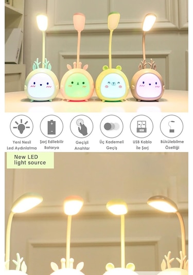 Technosmart Usbli Karikatür Masa Lambası 3 Modlu Led Gece Lambası