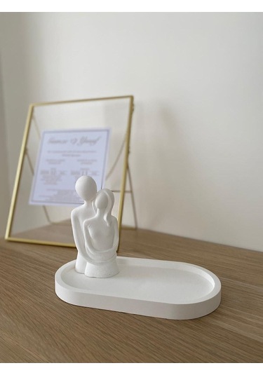 Bernami Mumluk Şamdanpinterest Art Dekoratif Biblo Sarılan Çift Ve Sunum Tabağı 2'li Set Diğer