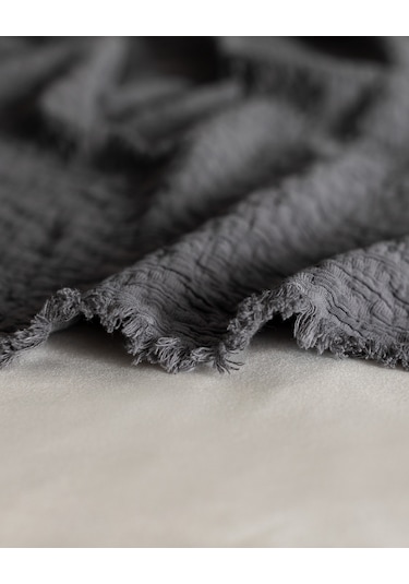 Madame Coco Vue King Size %100 Pamuk Yatak Örtüsü - Lüks Koleksiyon - Koyu Gri Gri