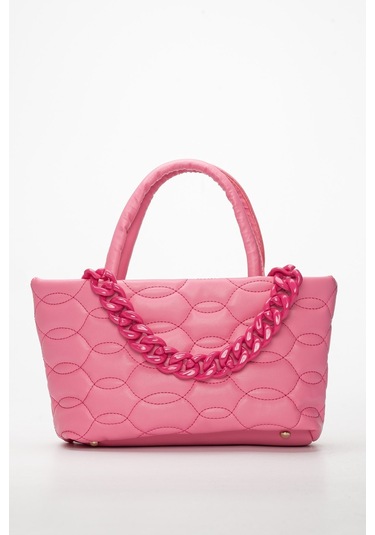 Kapitone Dikişli Zincirli Fuşya Kadın Omuz Çantası-1987 - Kadın - Kız Fuşya