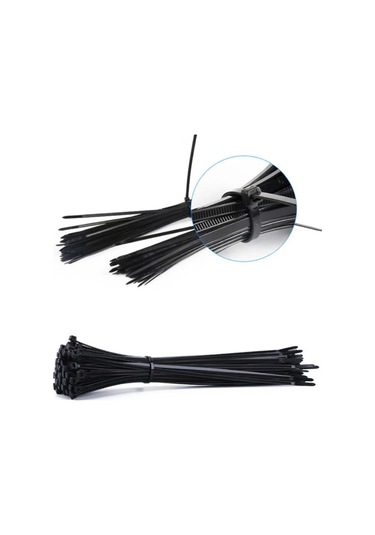 Çetsan Kablo Bağı Plastik Cırt Kelepçe Adet-Ebat-Renk Seçenekli 100 Adet-2.5X200 Mm-Siyah