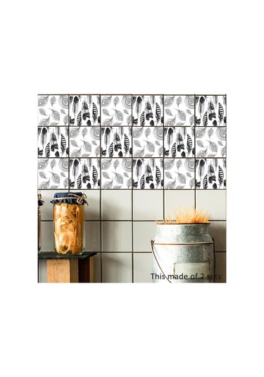 Dianziye Klasik Akdeniz Stili Pvc Otostik Tile Sticker 20x20cm 10 Adet - Duvar Dekoru İçin Kolay Uygulama Ve Kaldırma Diğer